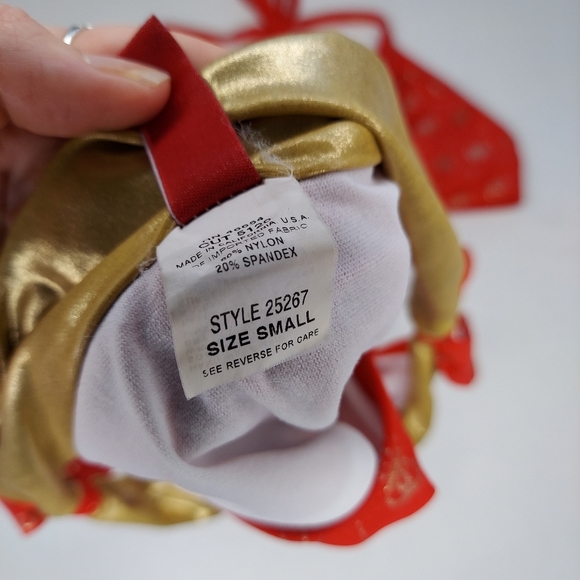 Guess Bikini Bathing Suit Small Gold Metallic Monogram Triangle Tie Tassel LOGO - Picture 3 of 5